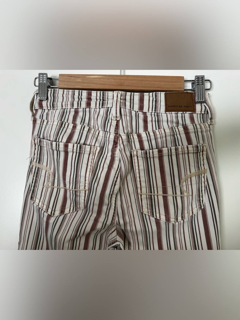 American Eagle Next Level Stretch Striped Skinny Jeans Size 0 Regular - Picture 6 of 10